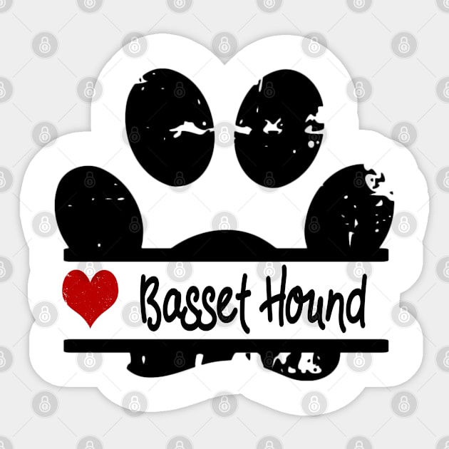 Basset Hound dog paw print Sticker by artsytee